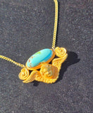 14k yellow gold turquoise angel necklace pendant