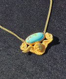 14k yellow gold turquoise angel necklace pendant