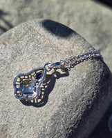 14k gold white gold sapphire and diamond Art Deco necklace pendant