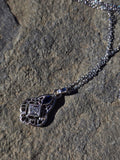 14k gold white gold sapphire and diamond Art Deco necklace pendant
