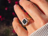 14k gold two tone filigree green tourmaline estate ring
