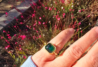 18k gold Victorian green glass intaglio FLIP antique ring