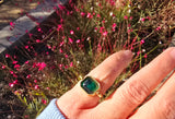 18k gold Victorian green glass intaglio FLIP antique ring