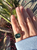 18k gold Victorian green glass intaglio FLIP antique ring