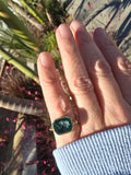 18k gold Victorian green glass intaglio FLIP antique ring