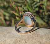 14k yellow gold Ethiopian opal estate ring