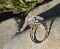 14k yellow gold Ethiopian opal estate ring