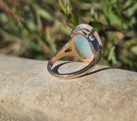 14k yellow gold Ethiopian opal estate ring