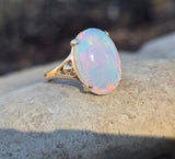 14k yellow gold Ethiopian opal estate ring