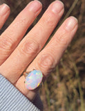 14k yellow gold Ethiopian opal estate ring