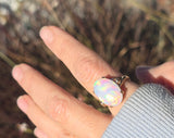 14k yellow gold Ethiopian opal estate ring