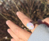 14k yellow gold Ethiopian opal estate ring