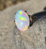 14k yellow gold Ethiopian opal estate ring