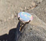 14k yellow gold Ethiopian opal estate ring