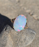 14k yellow gold Ethiopian opal estate ring