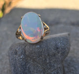 14k yellow gold Ethiopian opal estate ring