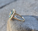 10k gold vintage emerald cut peridot ring