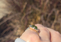 10k gold vintage emerald cut peridot ring