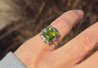 10k gold vintage emerald cut peridot ring