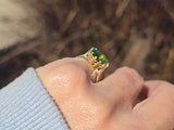 18k gold peridot estate solitaire ring
