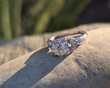 Platinum Art Deco c.1920's European cut diamond antique engagement ring - apx 1.21ct tw