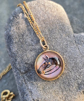 14k gold Victorian hand painted horse Essex crystal necklace pendant lavaliere
