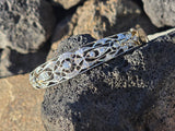 14k gold - platinum top two tone diamond Deco filigree antique bracelet bangle