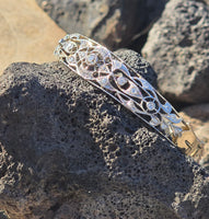 14k gold - platinum top two tone diamond Deco filigree antique bracelet bangle