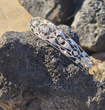 14k gold - platinum top two tone diamond Deco filigree antique bracelet bangle
