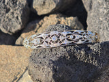 14k gold - platinum top two tone diamond Deco filigree antique bracelet bangle