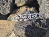 14k gold - platinum top two tone diamond Deco filigree antique bracelet bangle