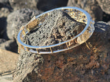 14k gold - platinum top two tone diamond Deco filigree antique bracelet bangle