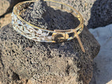 14k gold - platinum top two tone diamond Deco filigree antique bracelet bangle