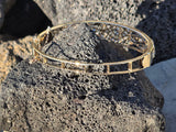 14k gold - platinum top two tone diamond Deco filigree antique bracelet bangle