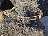 14k gold - platinum top two tone diamond Deco filigree antique bracelet bangle