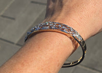 14k gold - platinum top two tone diamond Deco filigree antique bracelet bangle