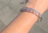 14k gold - platinum top two tone diamond Deco filigree antique bracelet bangle