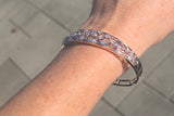 14k gold - platinum top two tone diamond Deco filigree antique bracelet bangle