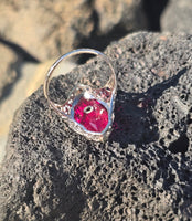 14k white gold created ruby, enamel and diamond filigree estate vintage ring