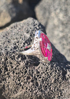 14k white gold created ruby, enamel and diamond filigree estate vintage ring