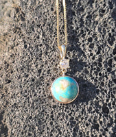 14k gold diamond and turquoise pendant necklace