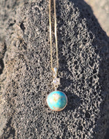 14k gold diamond and turquoise pendant necklace