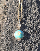 14k gold diamond and turquoise pendant necklace