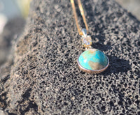 14k gold diamond and turquoise pendant necklace