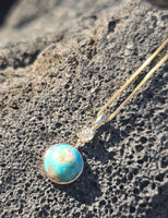 14k gold diamond and turquoise pendant necklace