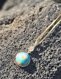 14k gold diamond and turquoise pendant necklace