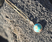 14k gold diamond and turquoise pendant necklace