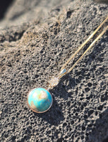 14k gold diamond and turquoise pendant necklace