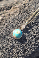 14k gold diamond and turquoise pendant necklace
