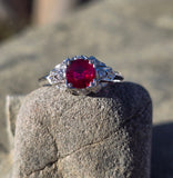 Platinum Art Deco antique ruby and diamond ring